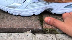 My neighbor crushing hard My hand With sneakers