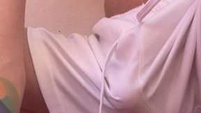 Public Rooftop Jerk Off in White Shorts | Outdoor Exhibitionist Masturbation