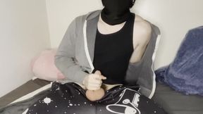 Masked Muscle Daddy Jerks Hairy Big Cock Gushes Cum