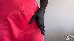 Red Slip Nude Laceback Panties Black Gloves Tease SFW