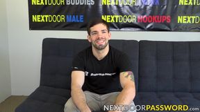 Solo hunk Julian Brady strokes cock after interview