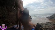 Busty SPANISH girl fucking on a public beach while you watch