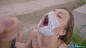 Face Mask Fucking With Big Boobs - Mia Rose COVID-19 quickie with cum in mouth