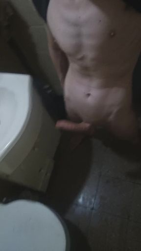 I Jerk off on My Friend's Bathroom and Cum on the Floor