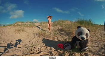 Ukrainian Goddess Stefani Kaleesy Beach day with panda bear