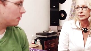 Blond MILF Mommy Loves Glasses - Big Dick Creampied By Step-Son