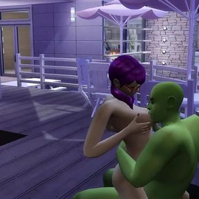 SIMS PIXIE SLUT LETS HORNY OGRE SUCK AND LICK HER SWOLLEN TITS