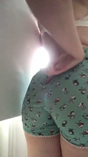 Big white ass, round ass shaking - My favorite shorts you know?