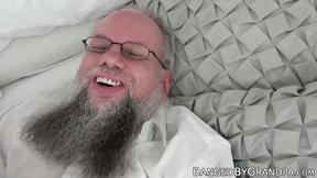 ”Seductive teeny drains all of seniors cum out”