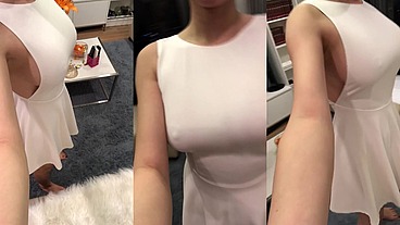 No bra Dress Try On