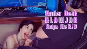 Under Desk Blowjob Helps Gaming!