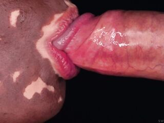 CLOSE UP: MOST EXCELLENT VITILIGO ORAL-JOB! Intensive DICK SUCKING from Unparalleled Hawt Cutie with CUM in THROAT! ASMR