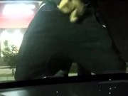 Swinging Helicopter Dick Standing On Car Flashing Cock In Public Parking