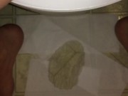 Sitting on the toilet jerking off & huge cumshot all over the floor. Soaked it up with toilet paper.