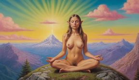 33 Nude Photos of Elf Girls Meditating on The Mountain