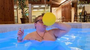 Blowing Up Balloons In The Buff - Alice Skary Naked in the Pool for Looner No Pop - sd wmv