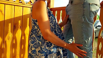 Russian MILF sucks huge cock in nature
