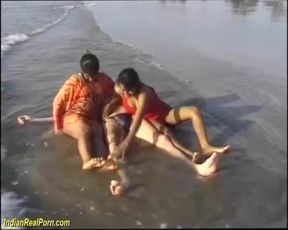 threesome indian beach fun