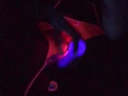 Step sis with nice feet caught squirting under the  black light.