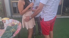 Hot wife cheats at party, takes two big cocks