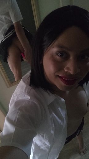 Little pussy with pink dildo in her ass