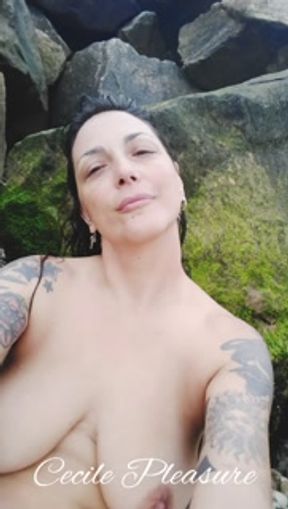 Masturbation on the beach talking Spanish