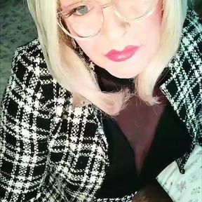 Naughty Trans Secretary Pantyhose and Heels