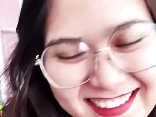 Public oral-job from my girlfriend whilst the neighbors see me cum in her throat.