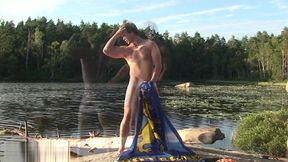 MENВґS NAKED FITNESS, LAKE IN SWEDEN