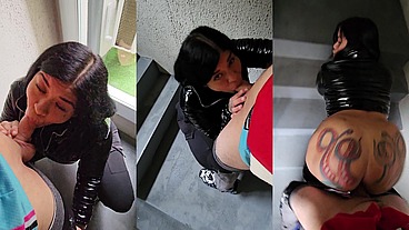me folle a mi vecina en las escaleras de emergencia