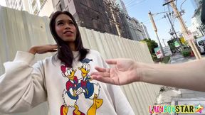 Ladyboystar - POV anal sex and blowjob with a sexy thin Thai ladyboy