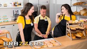 Slutty Girls Maddy May & Lily Lou Share Vans Big Cock While At Work At The Bakery