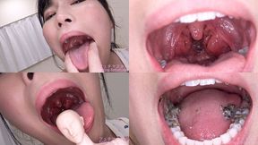Kayo Iwasawa - Showing inside cute girl's mouth, chewing gummy candys, sucking fingers, licking and sucking human doll, and chewing dried sardines MOUT-97
