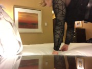 Krystal's Bedtime (female mask, crossdress, trans, mask, bodysuit, stockings, heels, posing, tease