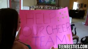 Slutty cheerleaders get dirty with a car wash customer