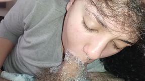 BIG LIPS SUCKING THE BOTTOM OF THE HARD COCK, ROLLING HARD AND DELICIOUSLY