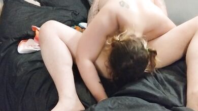 takes daddy's hard cock deep in her throat then gets it from behind