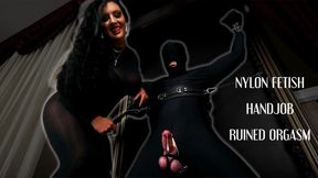 Handjob Shiny Nylons Milking Tease: Matriarch Ezada Sinn ruins Poodle's cock in zentai bondage