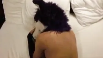 Twink clawing at the sheets during hardcore interracial anal