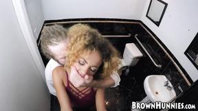 ”Tiny ebony Xianna Hill cheats on Boyfriend in coffee shop toilette”