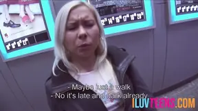 Blonde tart's narrow butt gets fucked and creampied