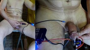 OMG CBT electro extrem needle + rotation machine in cock