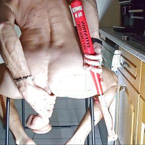 Hard and extreme double penetration with baseball bat and big dick