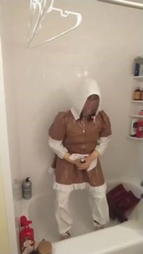 PVC Sissy Maid Breathplay with hours sweat from rubber boots