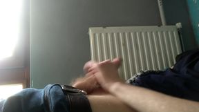 ash-blonde guy masturbating and nutting