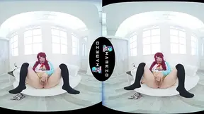 Horny Japanese redhead Rina Kurusu plays with a sex toy,in VR.