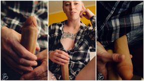 POV Frotting, Pegging, and Humiliation from Tomboy - Jaq Quicksilver - Tomboy in flannel makes you compare cocks - short hair, nonbinary, strapon POV - 720p mp4