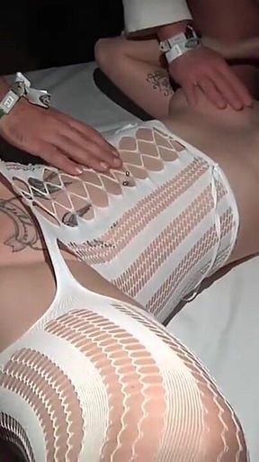 Busty Mia Bitch in White Lingerie Gangbanged Hard