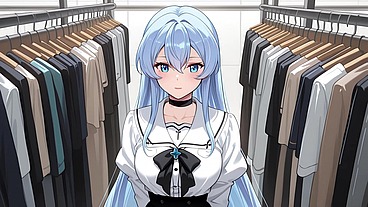 Esdeath came to buy new sexy lingerie and have some fun with a pink dildo. Esdeath hentai cosplay (AI-generated)