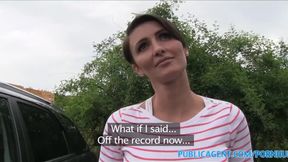 Short-haired MILF gets a public POV fuck